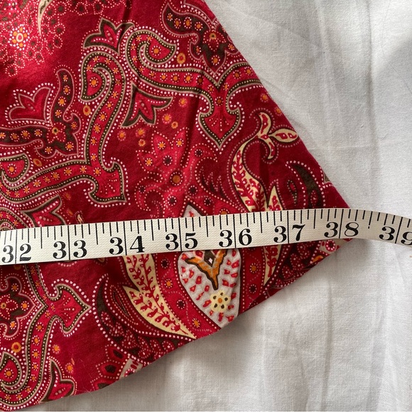 Vintage | red paisley print A-line maxi skirt, US 6 - Picture 9 of 12